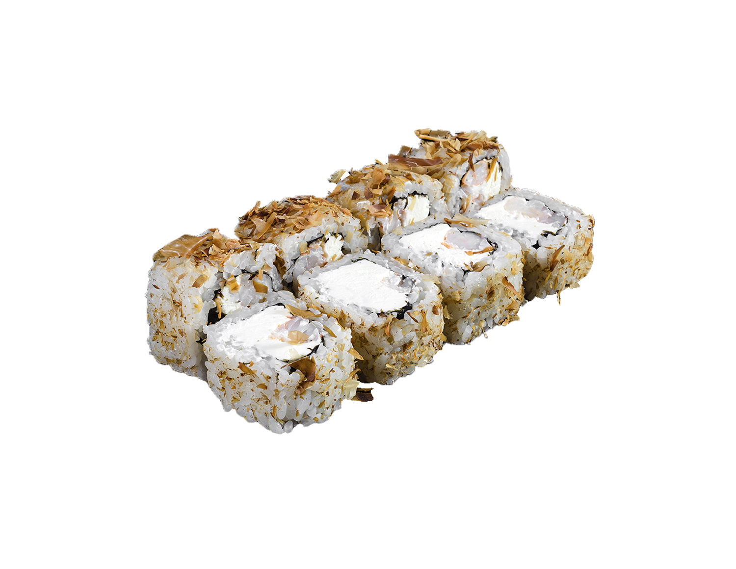 Ролл с креветкой в стружке тунца