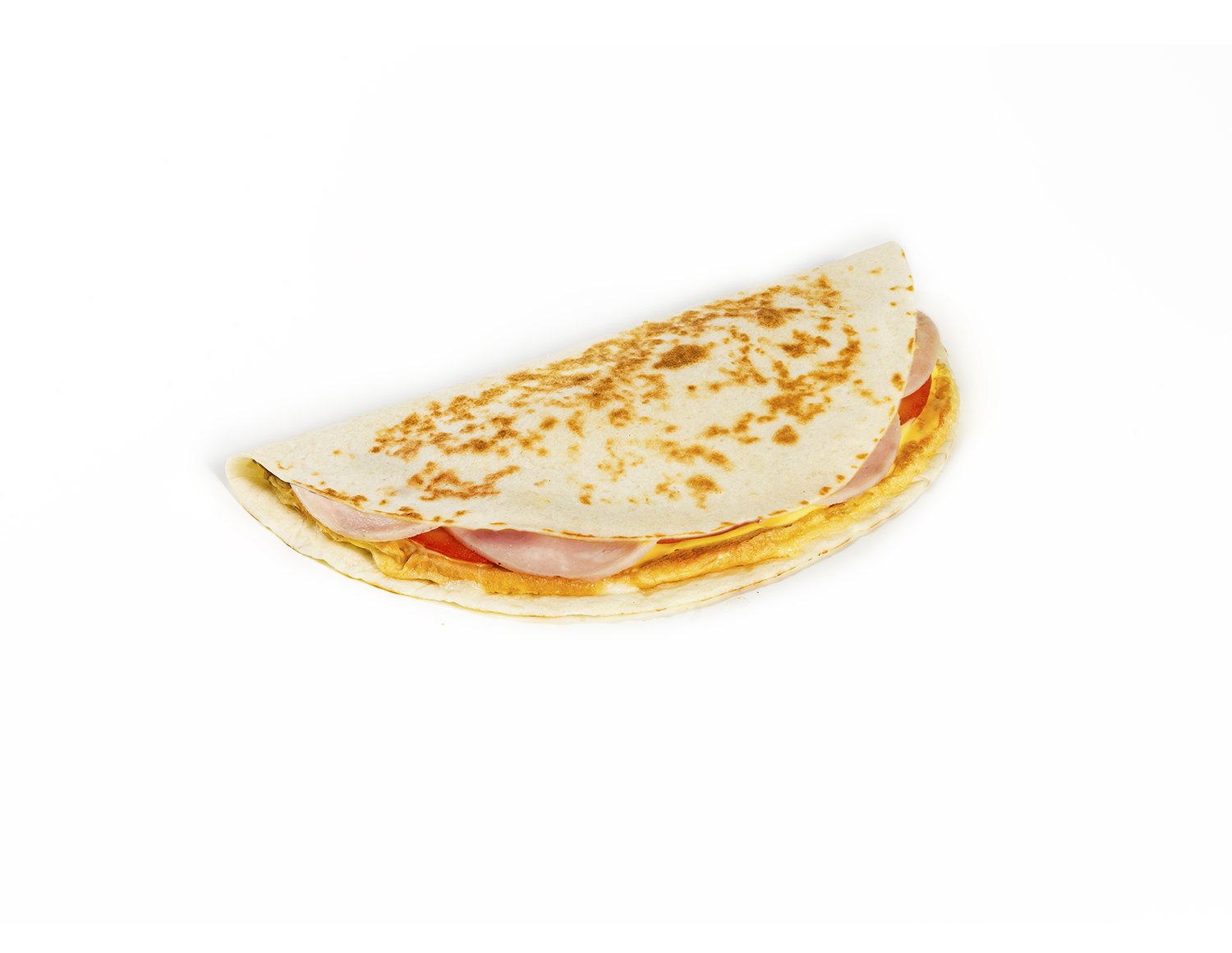 Омлет в тортилье с томатами и ветчиной